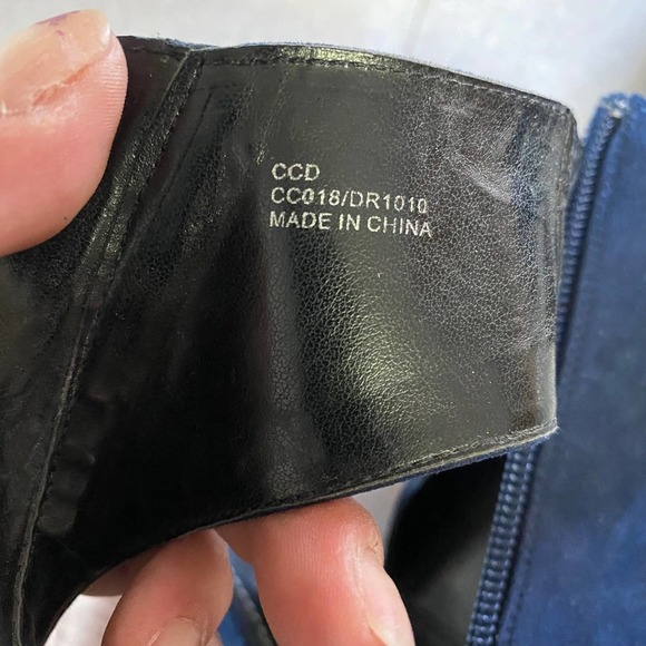 Charles by Charles David Navy Blue Wedge Dark Academia Wedding Pointed Toe Heels - Picture 10 of 11